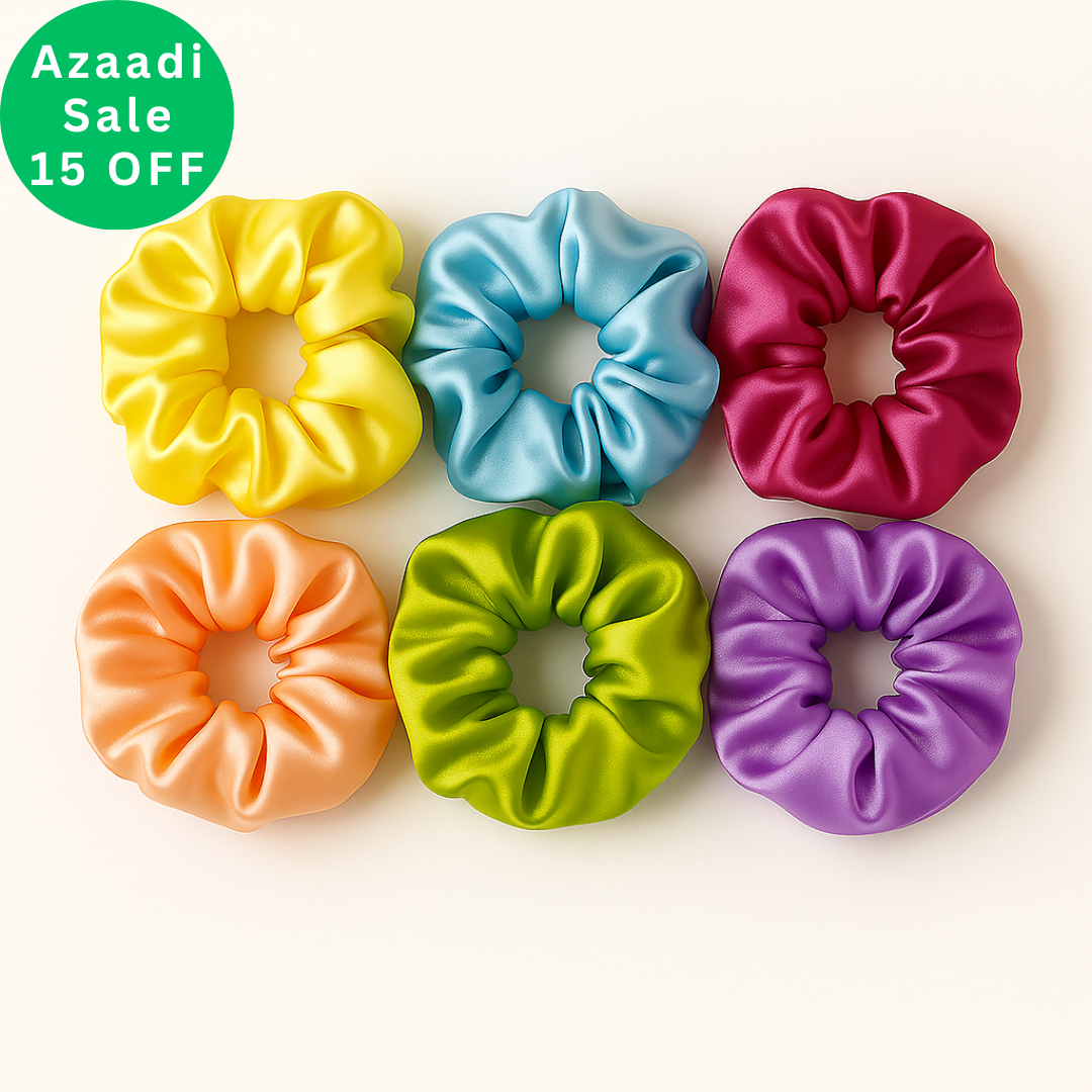 Pack of 6 Silk Scrunchies