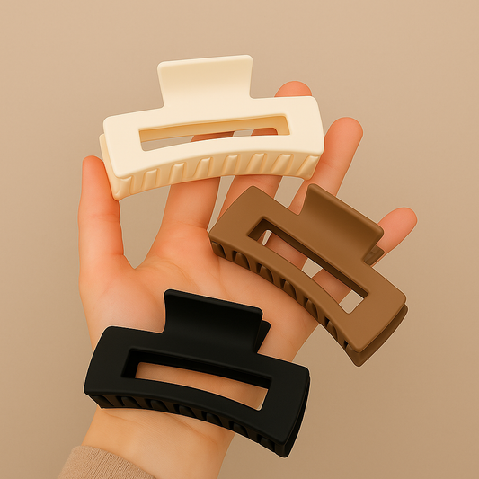 BLURZ Pack of 3 Hair Clips - Matte Rectangle Claw