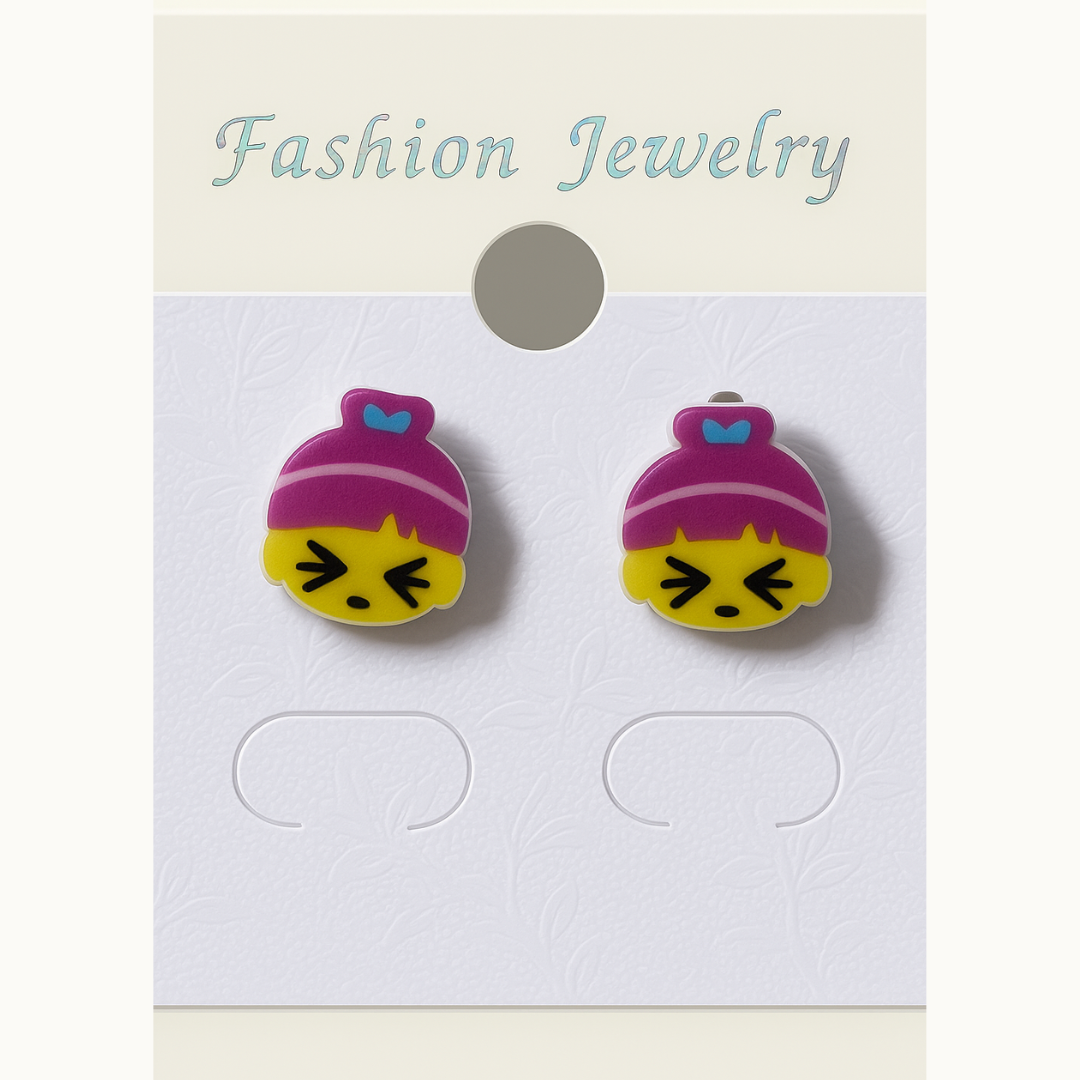 Santa Face Stud Earrings – Cute Hat Holiday Design