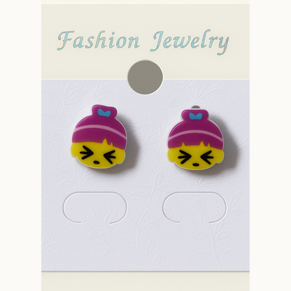 Santa Face Stud Earrings – Cute Hat Holiday Design